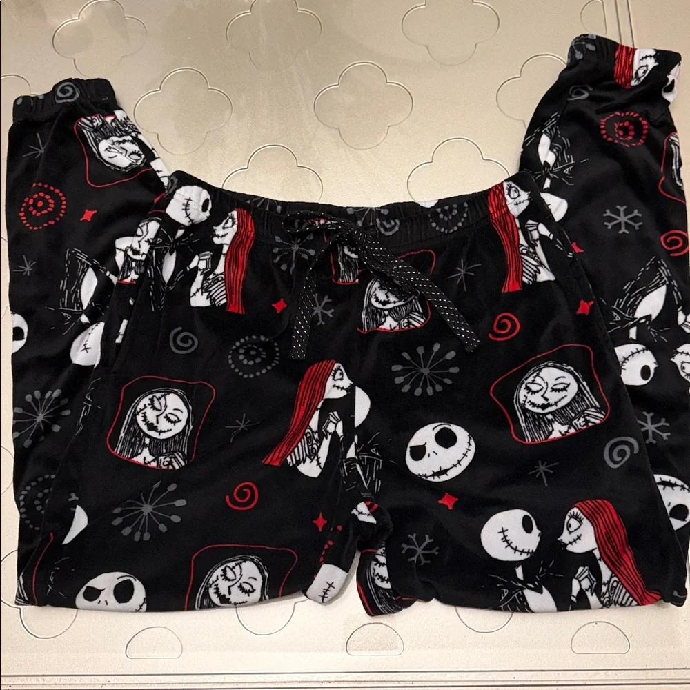 DISNEY THE NIGHTMARE BEFORE CHRISTMAS Cozy Fleece Joggers Pajama Pant Womens S - Picture 15 of 15
